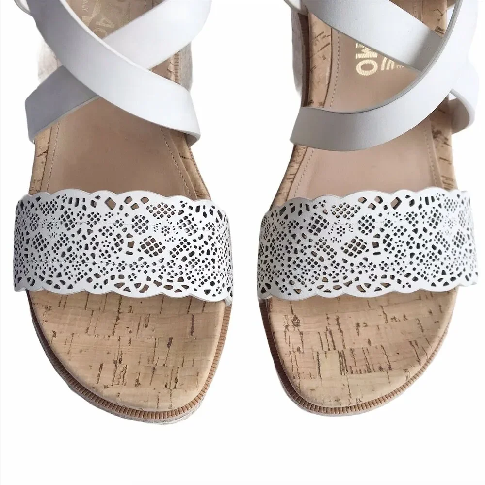 Ferragamo Gioela Wedges Espadrilles Size 40 Lait Rope Wrapped High Heel Sandals